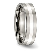 Chisel Titanium Polished Band with Sterling Silver Inlay 6mm Flat view 4