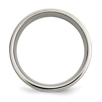 Titanium Polished Band with Sterling Silver Inlay 8mm Flat view 2