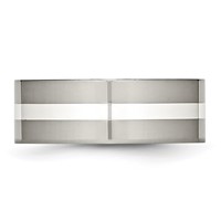 Titanium Polished Band with Sterling Silver Inlay 8mm Flat view 3