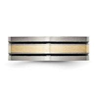 Chisel Titanium Antiqued and Brushed Band with 14K Gold Inlay 7mm Flat view 3