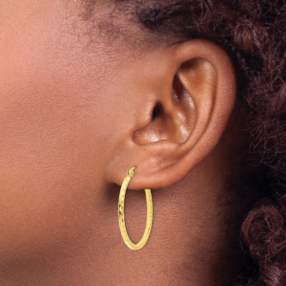 Leslie's 10K D/C Hinged Hoop Earrings