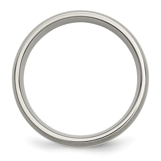 Chisel Titanium Brushed with Sterling Silver Inlay 6mm Band