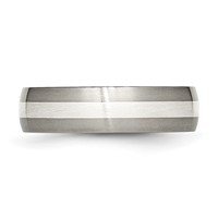 Chisel Titanium Brushed with Sterling Silver Inlay 6mm Band view 3