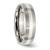 Chisel Titanium Brushed with Sterling Silver Inlay 6mm Band view 4