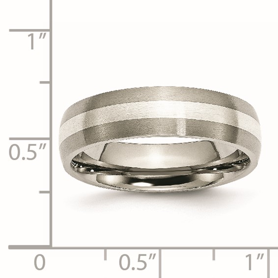 Chisel Titanium Brushed with Sterling Silver Inlay 6mm Band