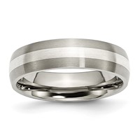 Chisel Titanium Brushed with Sterling Silver Inlay 6mm Band view 1