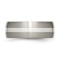 Chisel Titanium Brushed Band with Sterling Silver Inlay 8mm view 3