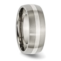 Chisel Titanium Brushed Band with Sterling Silver Inlay 8mm view 4