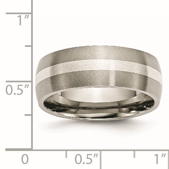 Chisel Titanium Brushed with Sterling Silver Inlay 8mm Band