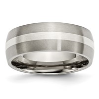 Chisel Titanium Brushed Band with Sterling Silver Inlay 8mm view 1