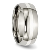 Chisel Titanium Polished Band with Sterling Silver Inlay 8mm view 4