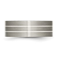 Titanium Brushed W Sterling Silver Inlay 8mm Flat Band view 3