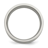 Chisel Titanium Brushed and Polished Band with Double Sterling Silver Inlay 8mm Flat view 2