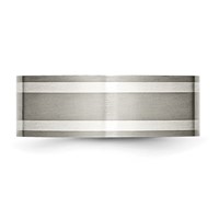 Chisel Titanium Brushed and Polished Band with Double Sterling Silver Inlay 8mm Flat view 3