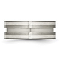 Titanium Brushed Band with Sterling Silver Inlay 8mm Grooved view 3