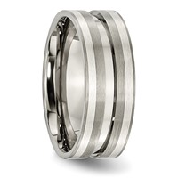 Titanium Brushed Band with Sterling Silver Inlay 8mm Grooved view 4