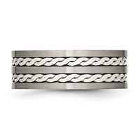 Chisel Titanium Antiqued and Brushed Band with Sterling Silver Braided Inlay 8mm view 3