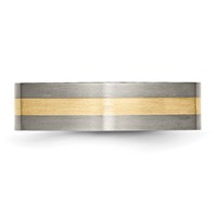 Chisel Titanium Brushed Band with 14K Gold Inlay 6mm Flat view 3