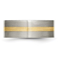 Chisel Titanium Brushed with 14K Gold Inlay 8mm Flat Band view 3