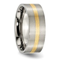 Chisel Titanium Brushed with 14K Gold Inlay 8mm Flat Band view 4