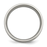 Chisel Titanium Polished Band with 14K Gold Inlay 6mm Flat view 2