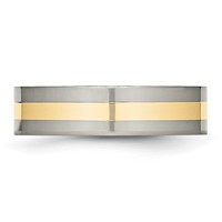 Chisel Titanium Polished Band with 14K Gold Inlay 6mm Flat view 3