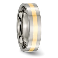 Chisel Titanium Polished Band with 14K Gold Inlay 6mm Flat view 4