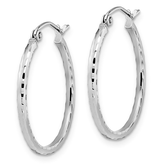 Leslie's 10K White Gold D/C Hinged Hoop Earrings