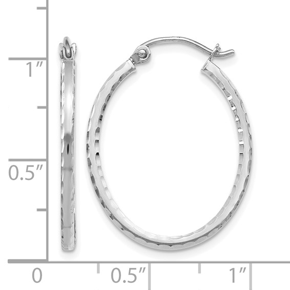 Leslie's 10K White Gold D/C Hinged Hoop Earrings