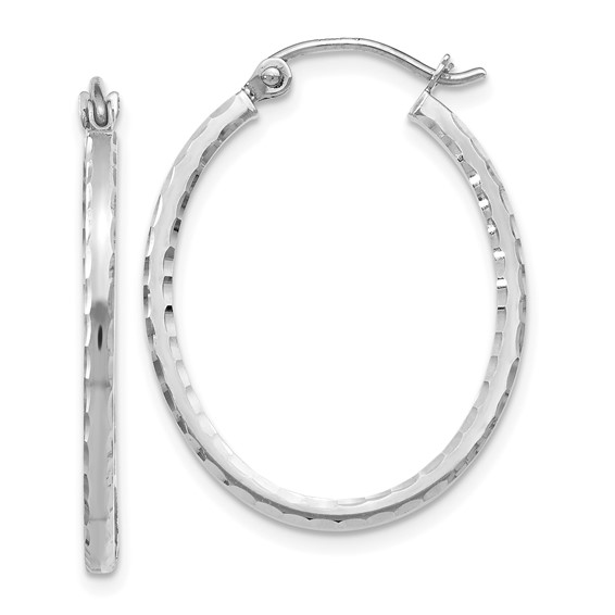 Leslie's 10K White Gold D/C Hinged Hoop Earrings