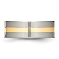 Chisel Titanium Polished Band with 14K Gold Inlay 8mm Flat view 3