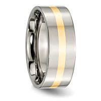 Chisel Titanium Polished Band with 14K Gold Inlay 8mm Flat view 4