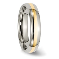 Chisel Titanium Polished Band with 14K Gold Inlay 5mm view 4