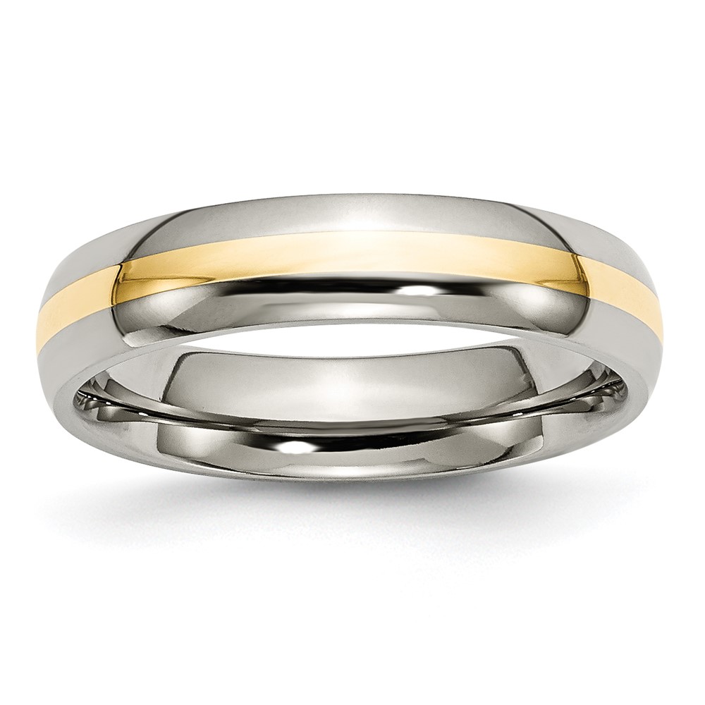Chisel Titanium Polished Band with 14K Gold Inlay 5mm