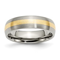 Chisel Titanium Brushed Band with 14K Gold Inlay 6mm view 1