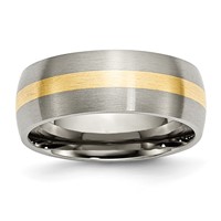 Chisel Titanium Brushed Band with 14K Gold Inlay 8mm view 1