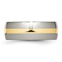 Chisel Titanium Polished Band with 14K Gold Inlay 8mm view 3