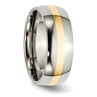 Chisel Titanium Polished Band with 14K Gold Inlay 8mm view 4