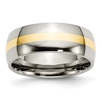 Chisel Titanium Polished Band with 14K Gold Inlay 8mm view 1