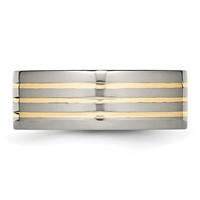 Chisel Titanium Polished Band with 14K Gold Inlay 8mm Flat view 3