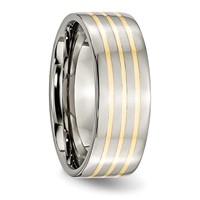 Chisel Titanium Polished Band with 14K Gold Inlay 8mm Flat view 4