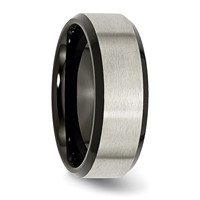 Chisel Titanium Brushed Center Black IP-plated 8mm Beveled Edge Band view 4