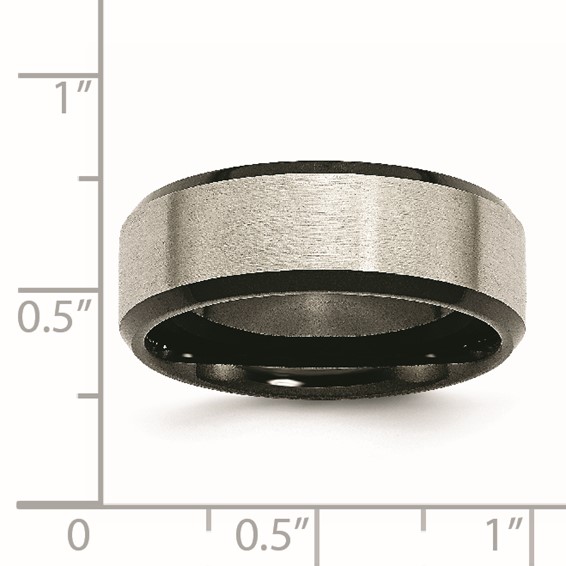Chisel Titanium Brushed Center Black IP-plated 8mm Beveled Edge Band