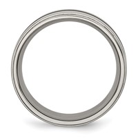 Chisel Titanium Polished Black Enamel 8mm Ridged Edge Band view 2