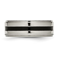 Chisel Titanium Polished Black Enamel 8mm Ridged Edge Band view 3