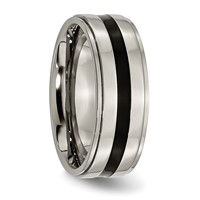 Chisel Titanium Polished Black Enamel 8mm Ridged Edge Band view 4