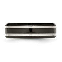 Chisel Titanium Brushed and Polished Black IP-plated 7mm Grooved Band view 3