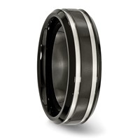 Chisel Titanium Brushed and Polished Black IP-plated 7mm Grooved Band view 4