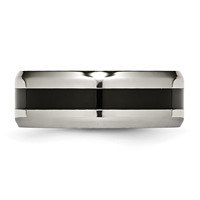 Chisel Titanium Polished Black Enamel 8mm Beveled Edge Band view 2