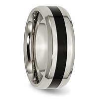 Chisel Titanium Polished Black Enamel 8mm Beveled Edge Band view 3